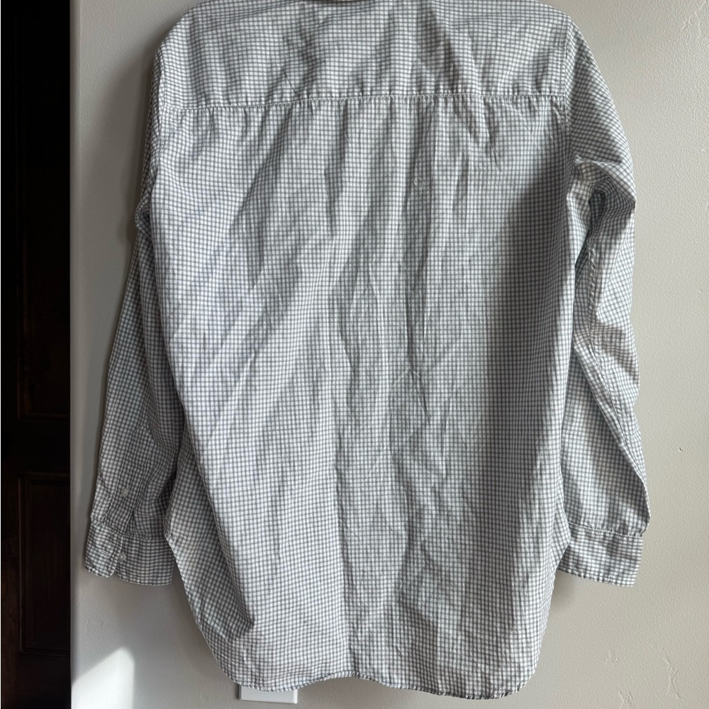 Frank & Eileen Barry Gray Gingham Shirt M | Quiet Luxury Coastal Classic - Picture 6 of 6